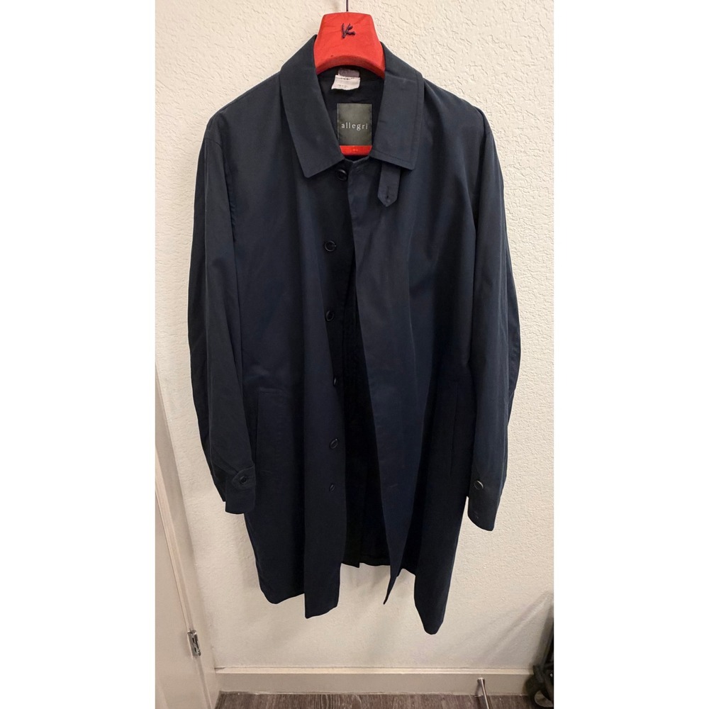 Allegri Mens Navy Blue Raincoat Made in Italy Cotton Blend Car Coat